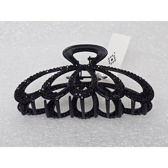 Black Decorative Hair Claw Clip With Rhinestone Detailing For Women Large Size - Picture 4 of 4